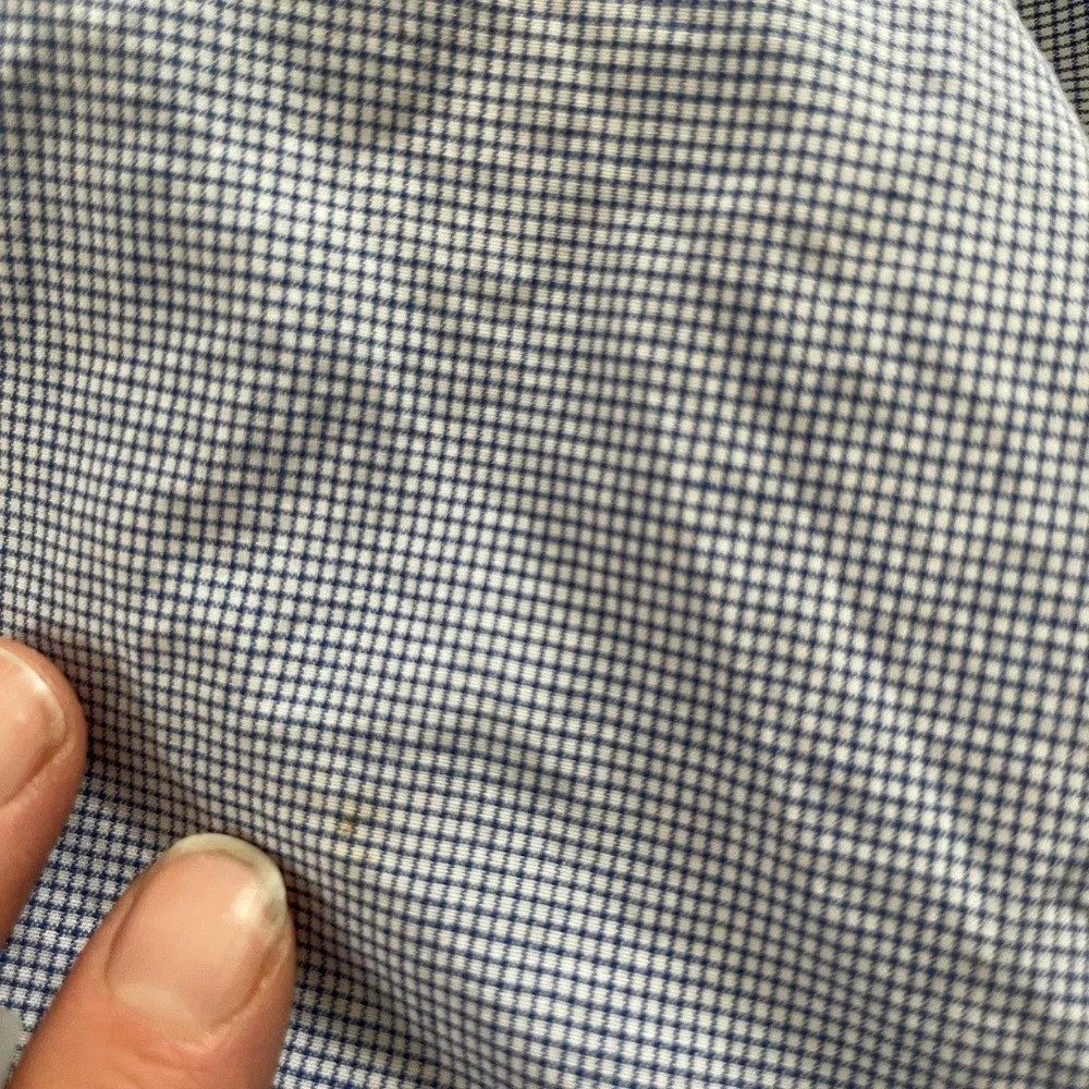 Brooks Brothers Makers Blue White Micro Check Cotton Shirt Made in USA 17-4‎